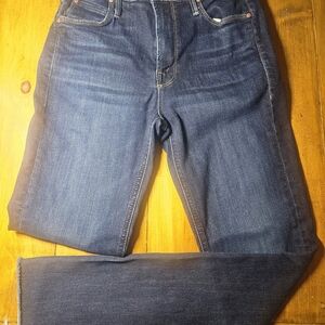 MOTHER The Midrise Dazzler Ankle Step Fray Dark Denim Jean Size 27